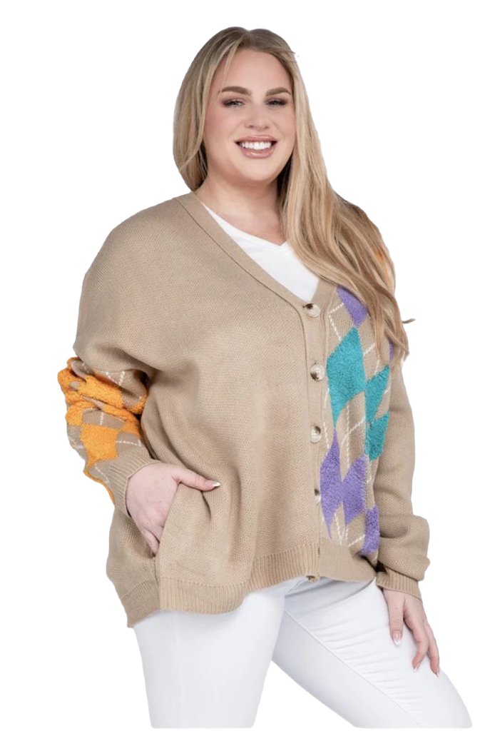 Plus V Neck Button Front Cardigan - PureLove Designs LLC