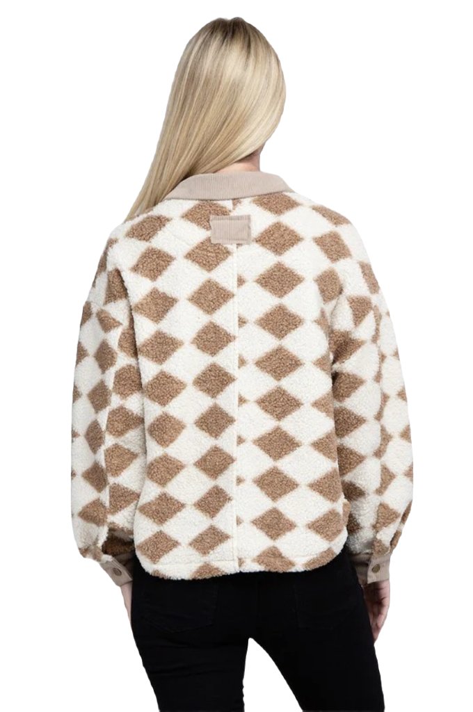 Checked Zip Pockets Jacket - PureLove Designs LLC