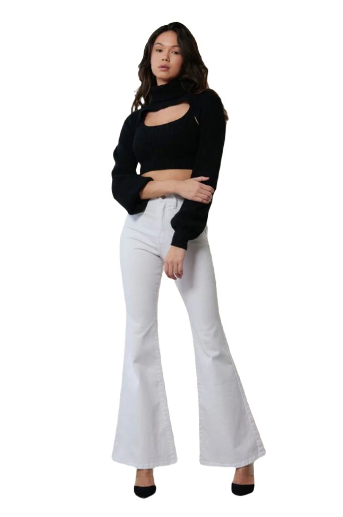 High Waisted Full-Length Flare Jeans - PureLove Designs LLC