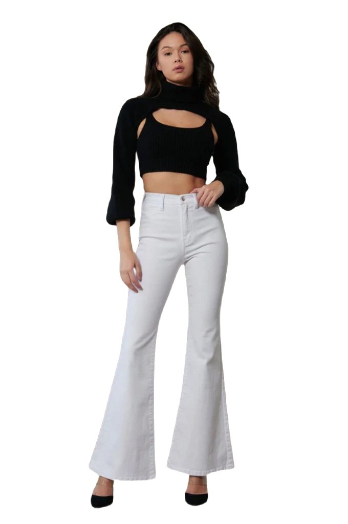 High Waisted Full-Length Flare Jeans - PureLove Designs LLC