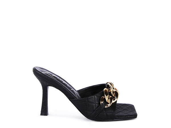 MERMAID Quilted Metal Chain Heeled Sandals - PureLove Designs LLC