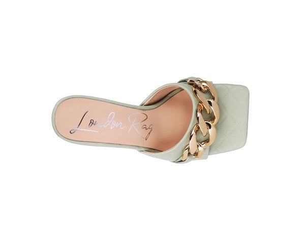 MERMAID Quilted Metal Chain Heeled Sandals - PureLove Designs LLC