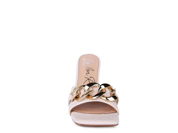 MERMAID Quilted Metal Chain Heeled Sandals - PureLove Designs LLC