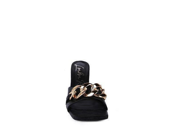 MERMAID Quilted Metal Chain Heeled Sandals - PureLove Designs LLC