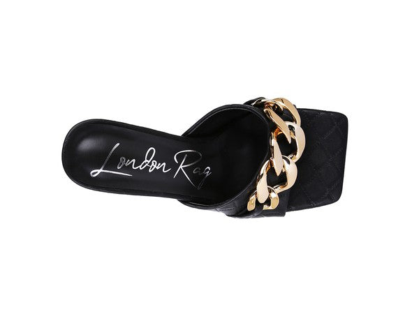 MERMAID Quilted Metal Chain Heeled Sandals - PureLove Designs LLC