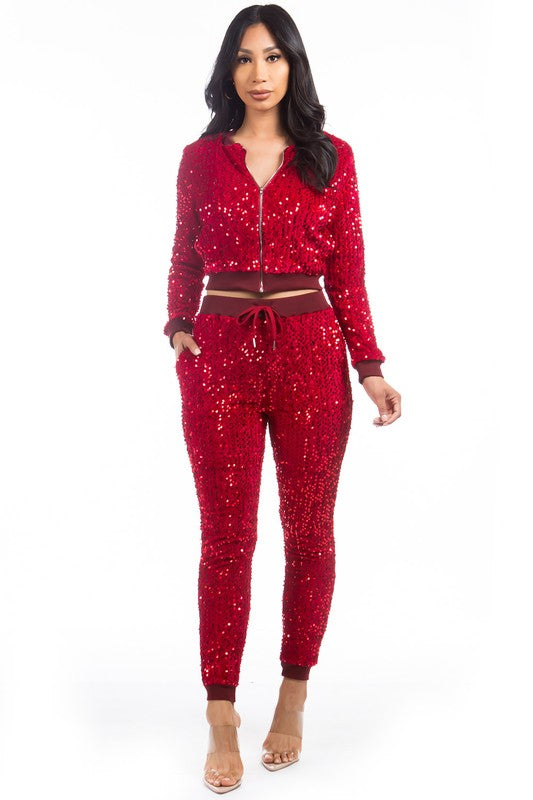 SEXY SEQUIN TWO PIECE PANT SET - PureLove Designs LLC