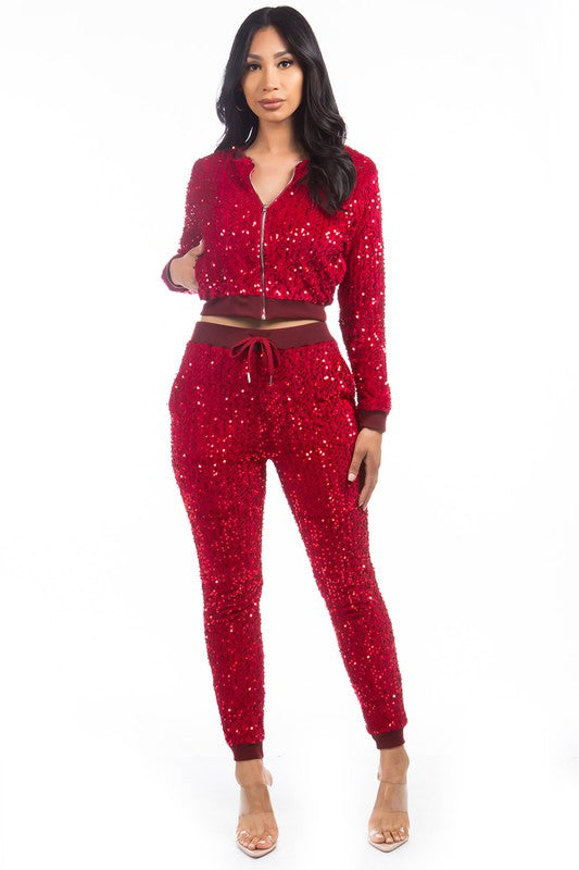 SEXY SEQUIN TWO PIECE PANT SET - PureLove Designs LLC