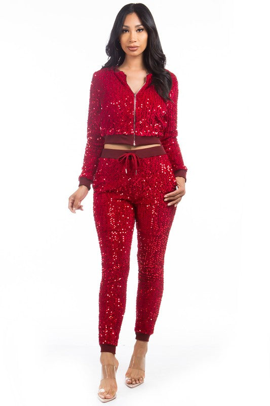 SEXY SEQUIN TWO PIECE PANT SET - PureLove Designs LLC