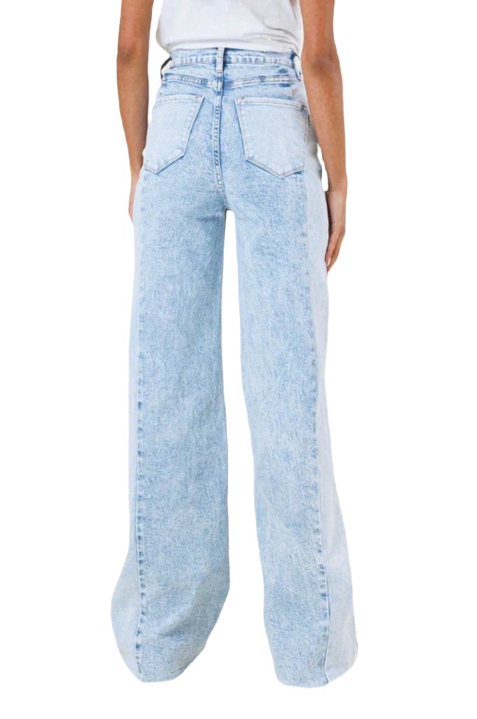 High-Rise Color Block Wide Leg Jeans - PureLove Designs LLC