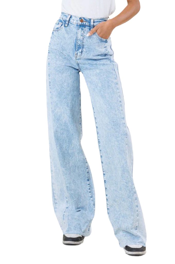 High-Rise Color Block Wide Leg Jeans - PureLove Designs LLC