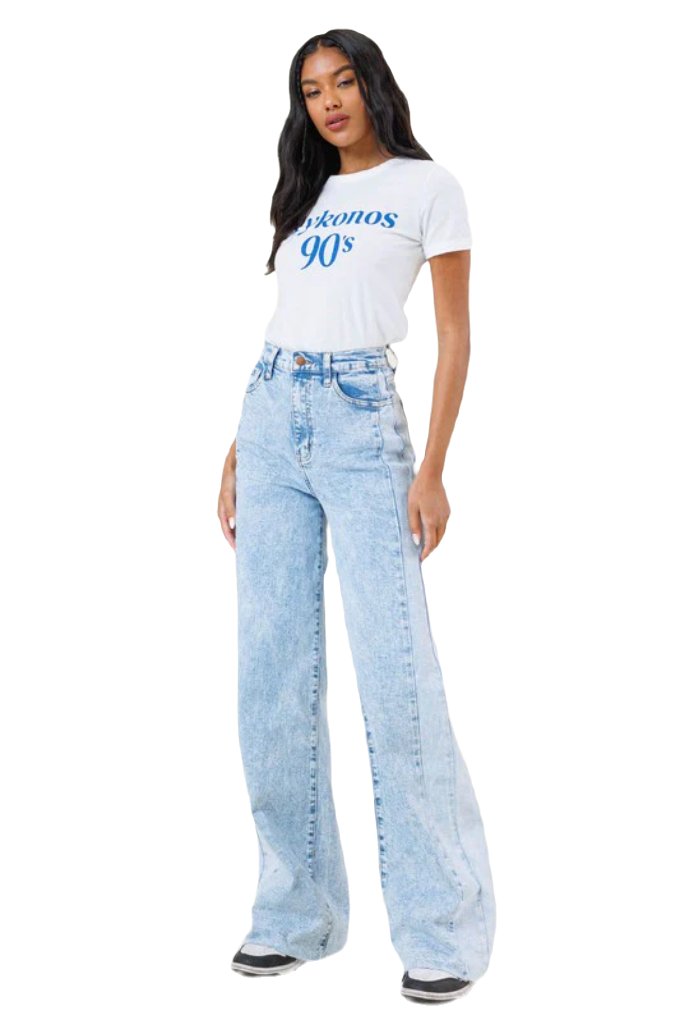High-Rise Color Block Wide Leg Jeans - PureLove Designs LLC