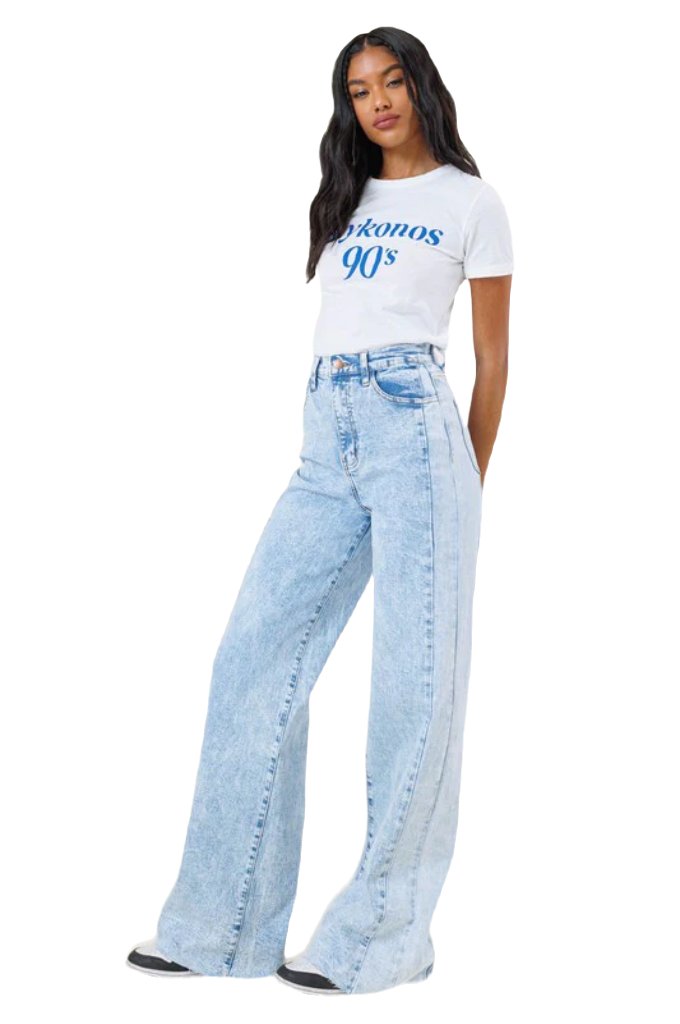 High-Rise Color Block Wide Leg Jeans - PureLove Designs LLC