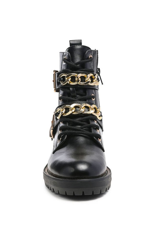 BILLY ATTA GIRL METAL CHAIN DETAIL BIKE BOOT - PureLove Designs LLC