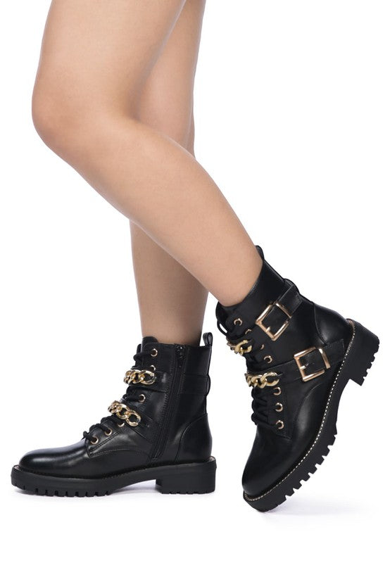 BILLY ATTA GIRL METAL CHAIN DETAIL BIKE BOOT - PureLove Designs LLC