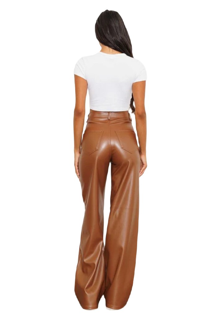 Vegan Leather Wide Leg Pants - PureLove Designs LLC
