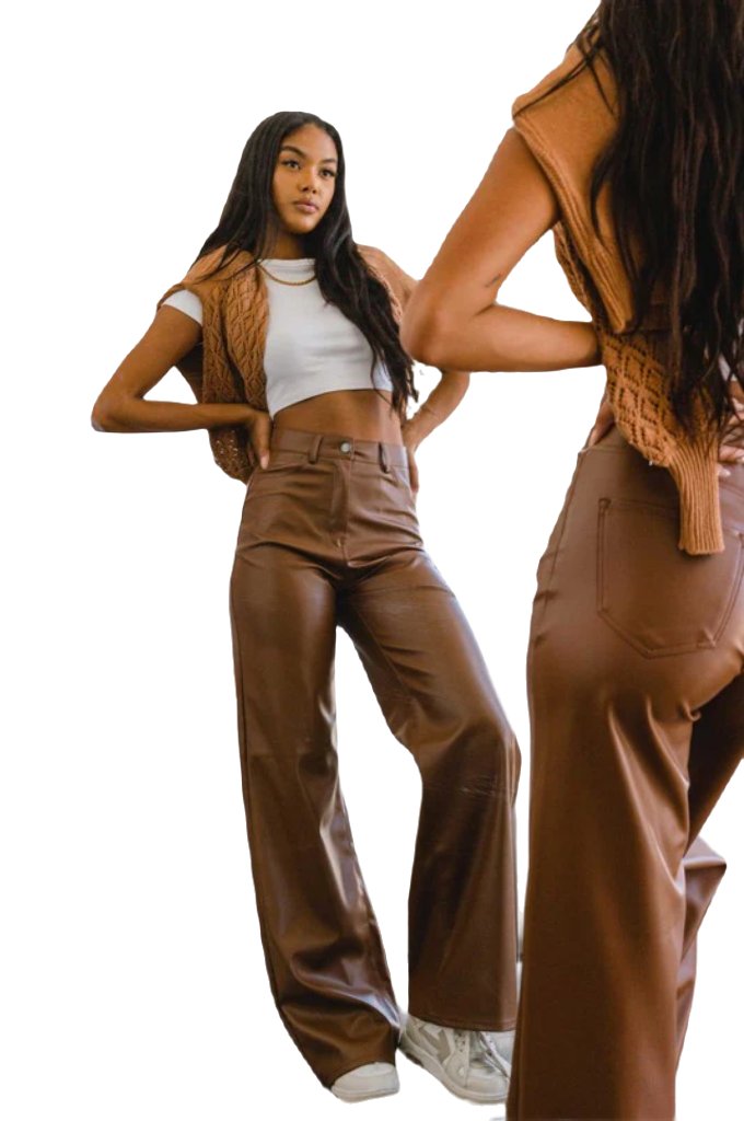 Vegan Leather Wide Leg Pants - PureLove Designs LLC
