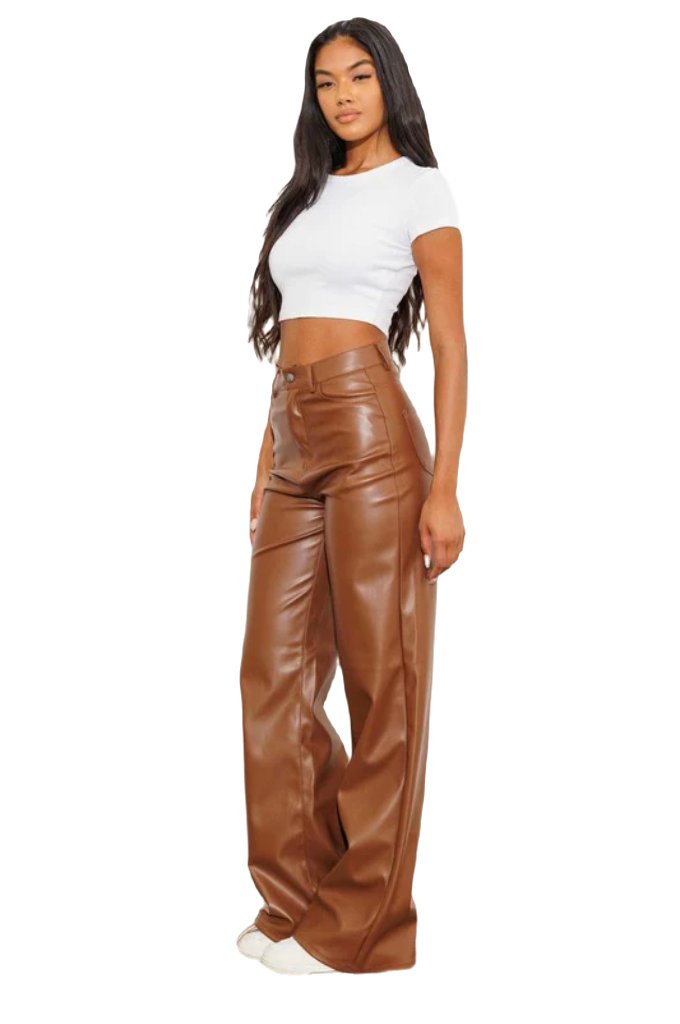 Vegan Leather Wide Leg Pants - PureLove Designs LLC