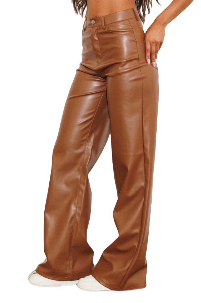 Vegan Leather Wide Leg Pants - PureLove Designs LLC