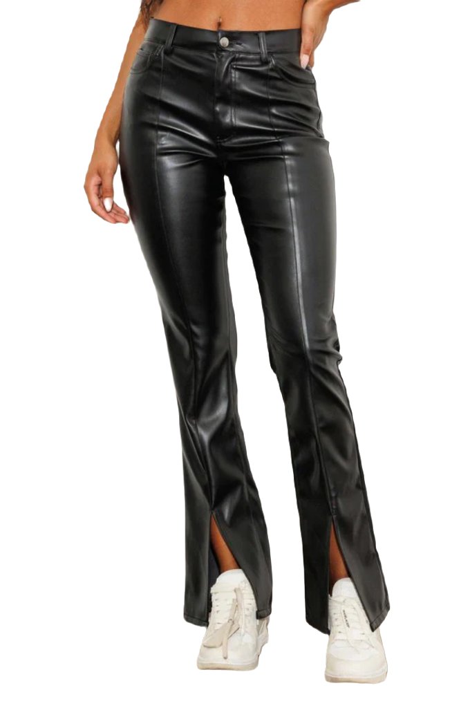 Vegan Leather Front Slit Bootcut - PureLove Designs LLC