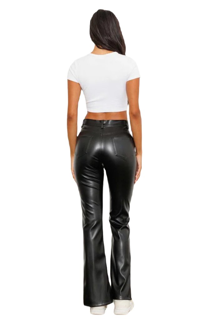 Vegan Leather Front Slit Bootcut - PureLove Designs LLC