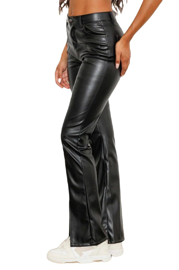 Vegan Leather Front Slit Bootcut - PureLove Designs LLC