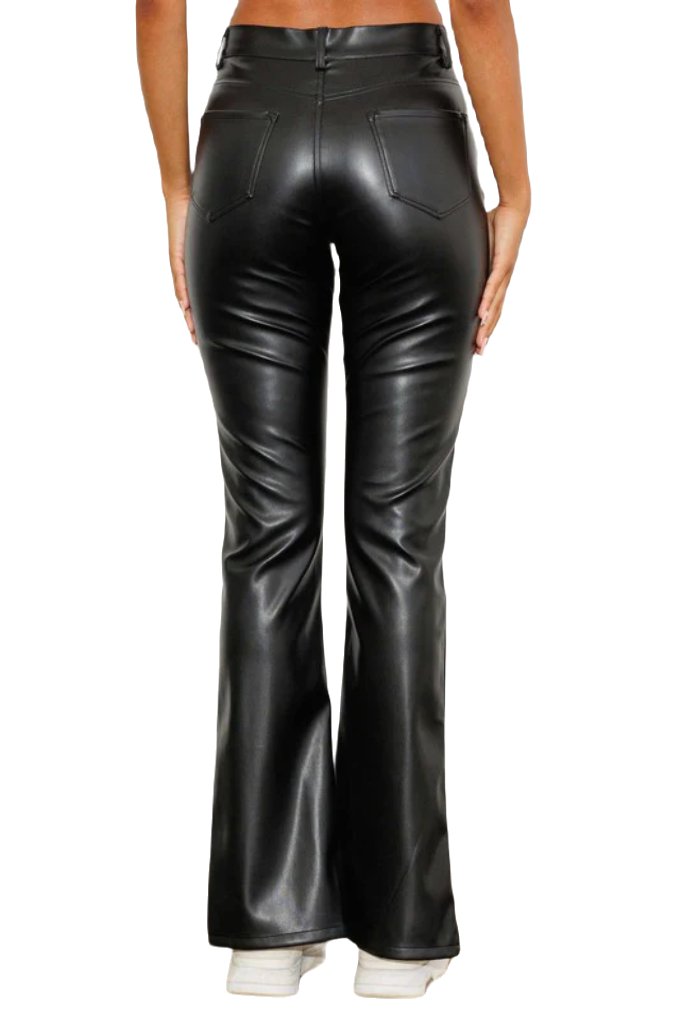 Vegan Leather Front Slit Bootcut - PureLove Designs LLC