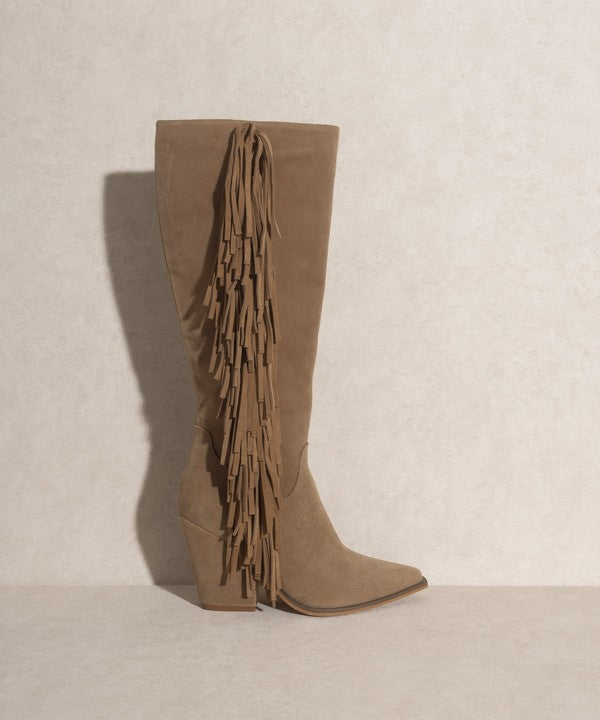 OASIS SOCIETY OUT WEST - Knee-High Fringe Boots - PureLove Designs LLC