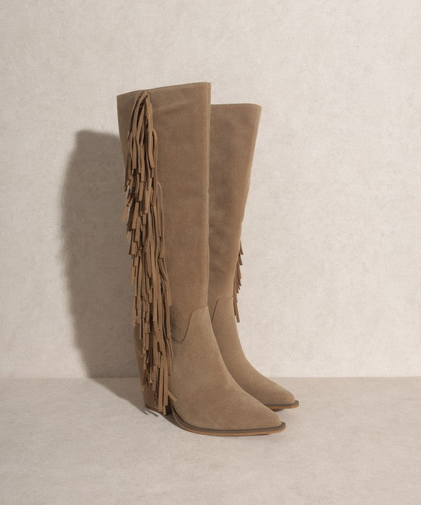 OASIS SOCIETY OUT WEST - Knee-High Fringe Boots - PureLove Designs LLC