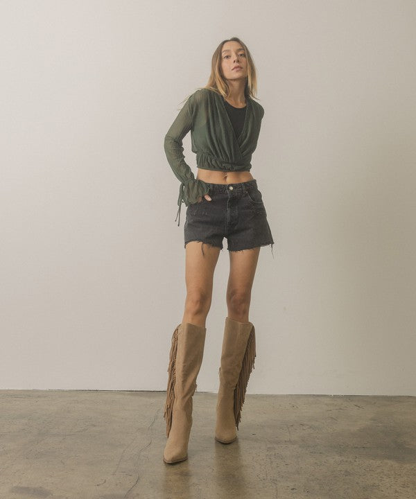 OASIS SOCIETY OUT WEST - Knee-High Fringe Boots - PureLove Designs LLC