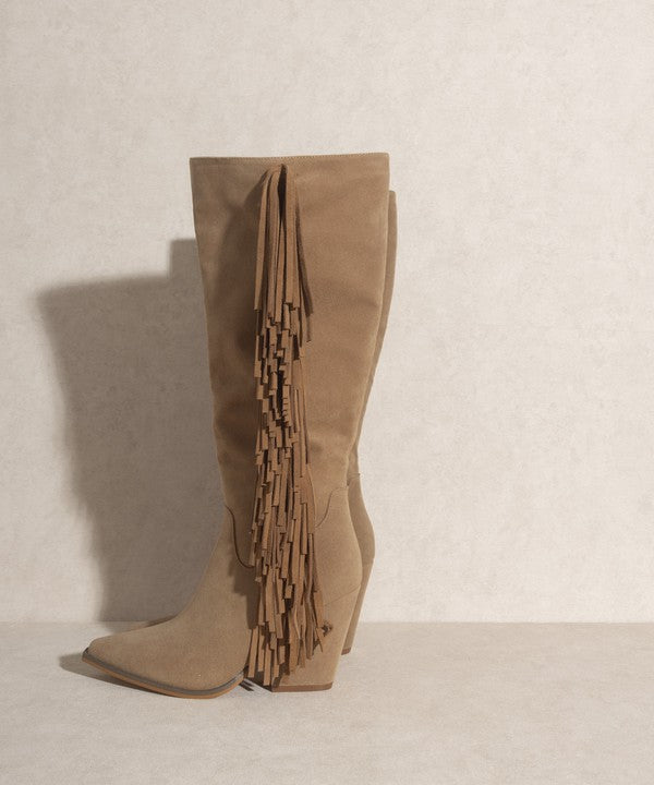 OASIS SOCIETY OUT WEST - Knee-High Fringe Boots - PureLove Designs LLC