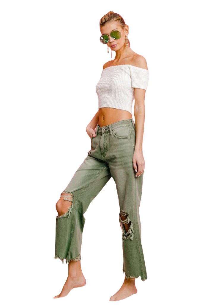 Distressed Vintage Washed Wide Leg Pants - PureLove Designs LLC