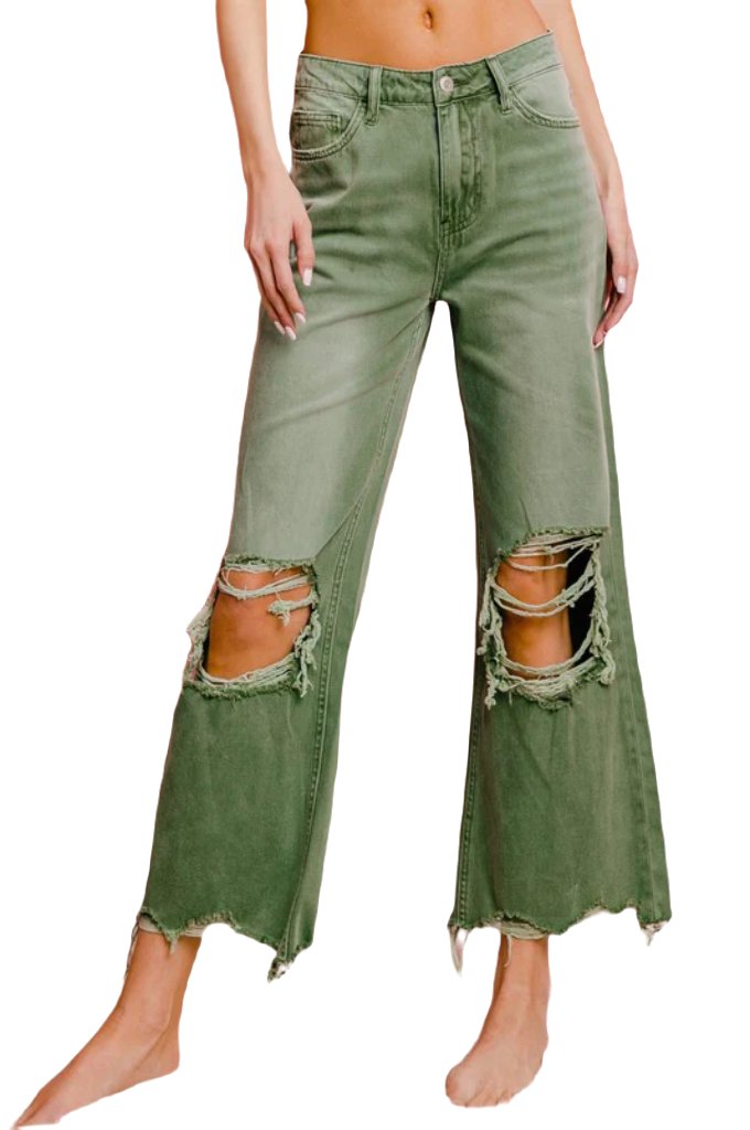 Distressed Vintage Washed Wide Leg Pants - PureLove Designs LLC