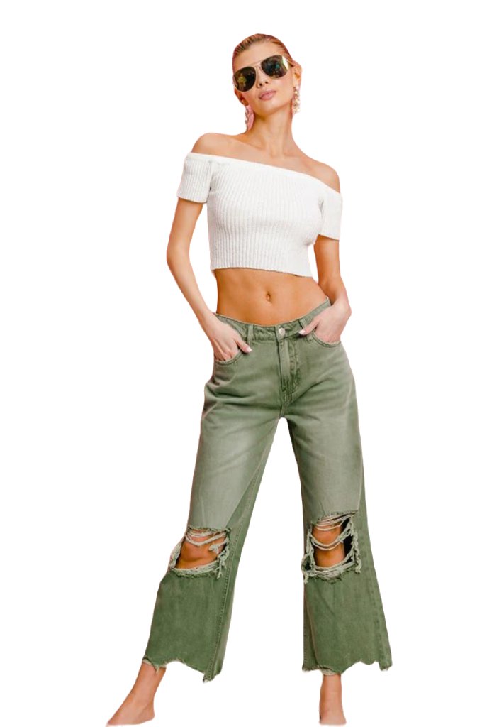 Distressed Vintage Washed Wide Leg Pants - PureLove Designs LLC