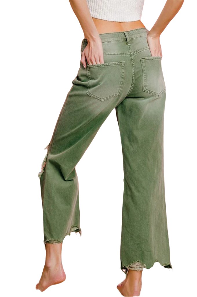 Distressed Vintage Washed Wide Leg Pants - PureLove Designs LLC