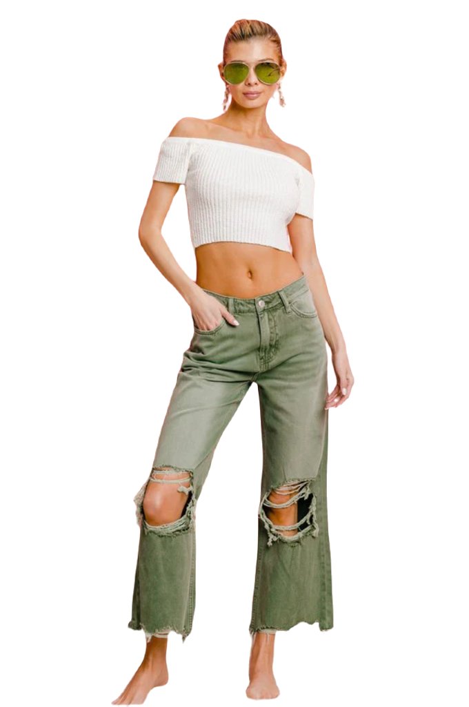 Distressed Vintage Washed Wide Leg Pants - PureLove Designs LLC