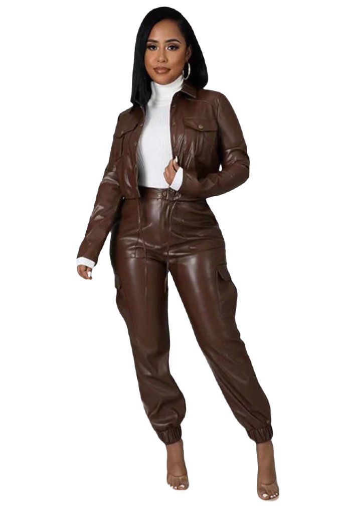 SEXY PU LEATHER 2PC PANTS SET - PureLove Designs LLC