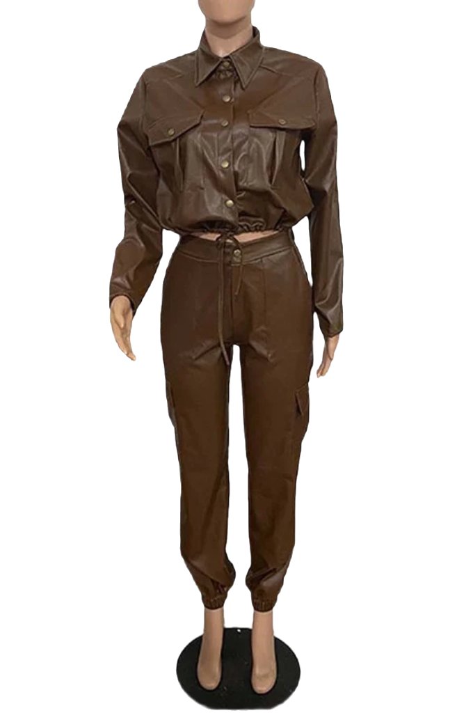 SEXY PU LEATHER 2PC PANTS SET - PureLove Designs LLC