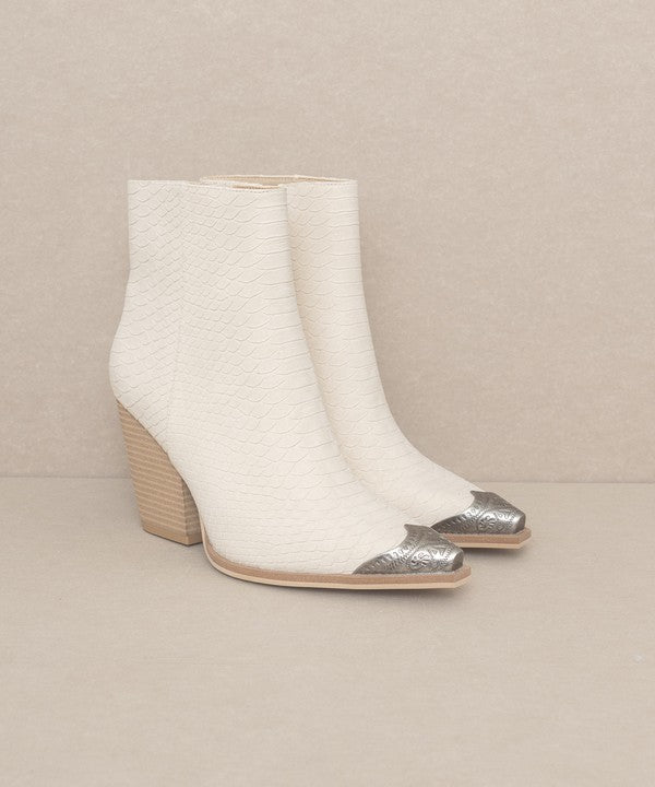 OASIS SOCIETY Zion - Bootie with Etched Metal Toe - PureLove Designs LLC