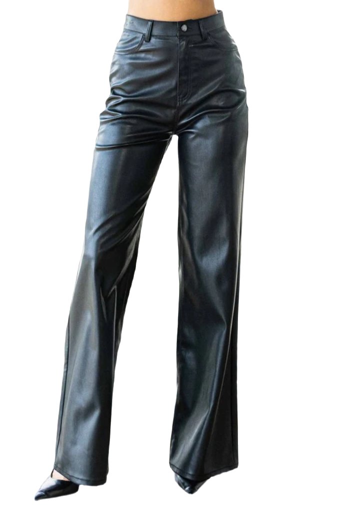 Vegan Leather Wide Leg Pants - PureLove Designs LLC
