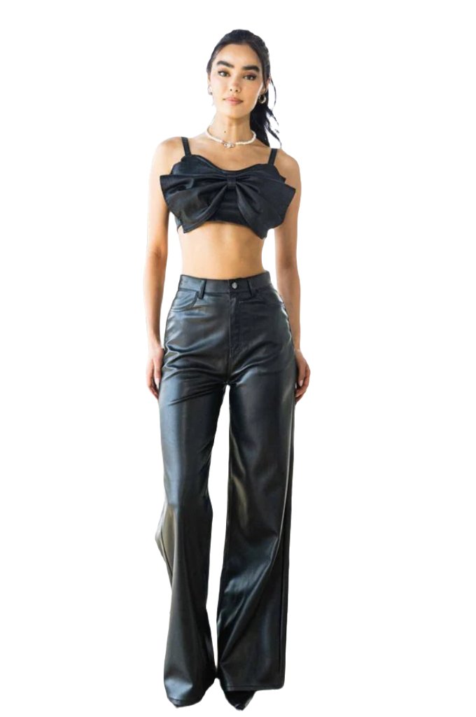 Vegan Leather Wide Leg Pants - PureLove Designs LLC