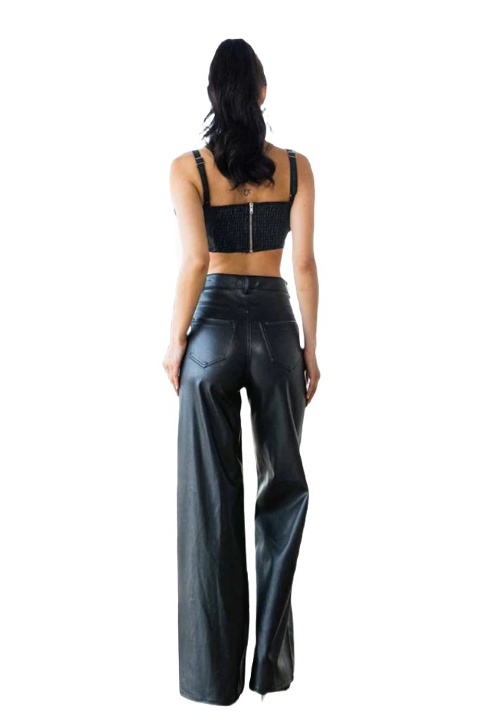 Vegan Leather Wide Leg Pants - PureLove Designs LLC