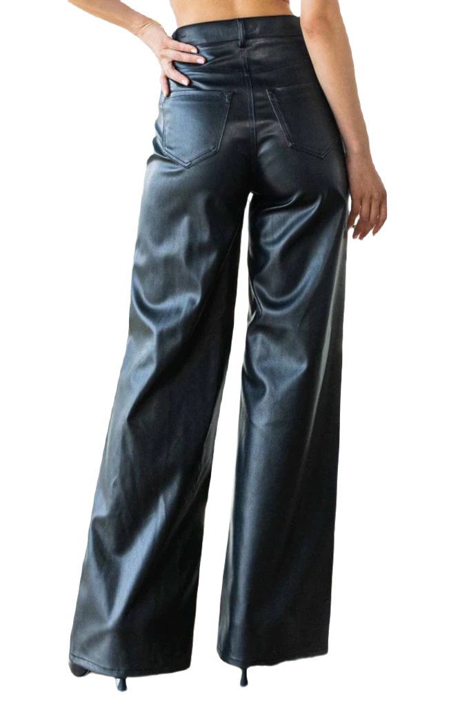Vegan Leather Wide Leg Pants - PureLove Designs LLC