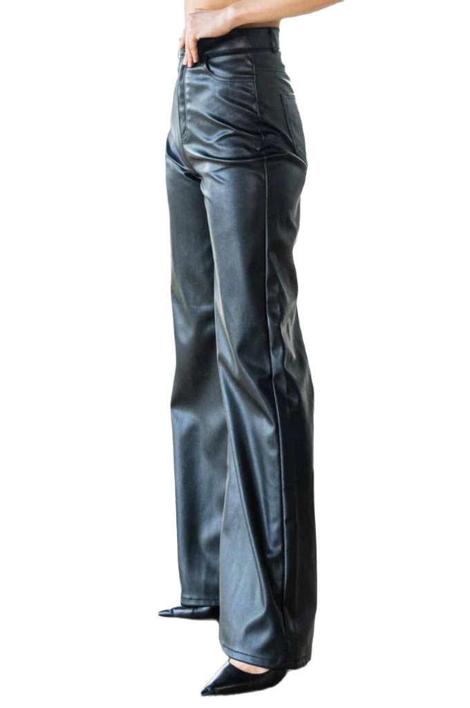 Vegan Leather Wide Leg Pants - PureLove Designs LLC