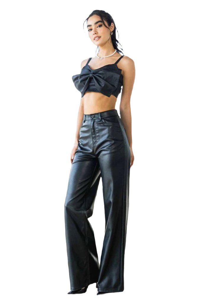 Vegan Leather Wide Leg Pants - PureLove Designs LLC