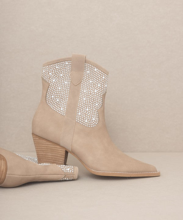 OASIS SOCIETY Cannes - Pearl Studded Western Boots - PureLove Designs LLC