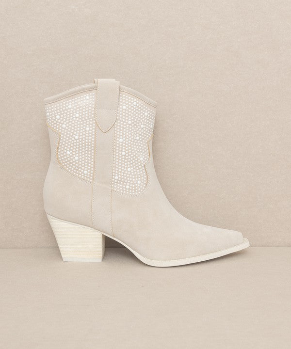 OASIS SOCIETY Cannes - Pearl Studded Western Boots - PureLove Designs LLC