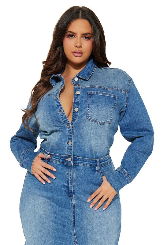 WOMEN FASHION DENIM LONG MAXI DRESS - PureLove Designs LLC