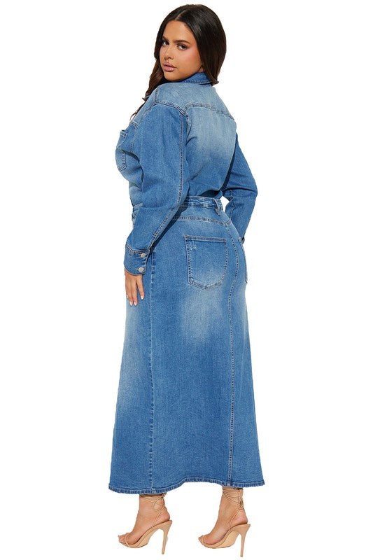 WOMEN FASHION DENIM LONG MAXI DRESS - PureLove Designs LLC