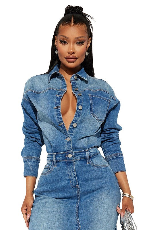 WOMEN FASHION DENIM LONG MAXI DRESS - PureLove Designs LLC
