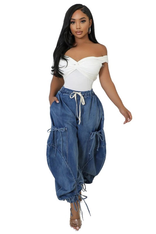 WOMEN FAHION HAREM STYLE DENIM PANTS - PureLove Designs LLC